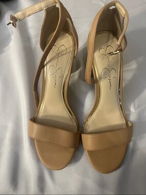 Jessica Simpson Nude-Tan Ankle Strap Block Heels
